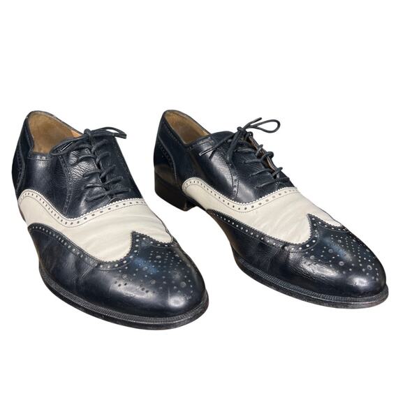 Vintage Salvatore Ferragamo Black White Wingtip Dress Shoe Size 11 D main image 7